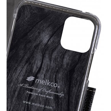 iPhone 11 Pro juodas odinis MELKCO WALLET BOOK dėklas 3