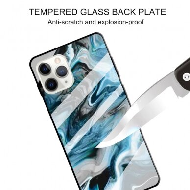 iPhone 11 PRO marble glass nugarėlė Style B melsva 1