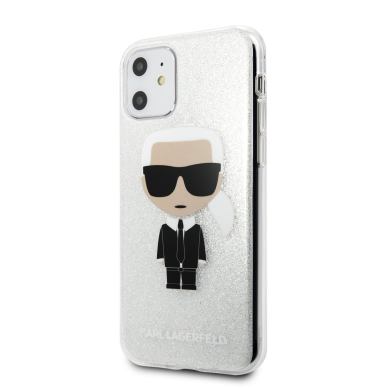 iPhone 11 sidabro sp. glitter KARL LAGERFELD nugarėlė KLHCN61TPUTRIKSL 2