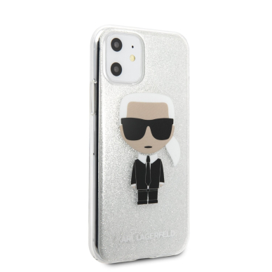 iPhone 11 sidabro sp. glitter KARL LAGERFELD nugarėlė KLHCN61TPUTRIKSL 3