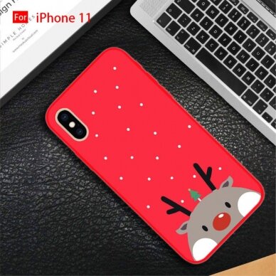 iPhone 11 Tracy nugarėlė Christmas Grey Deer raudona