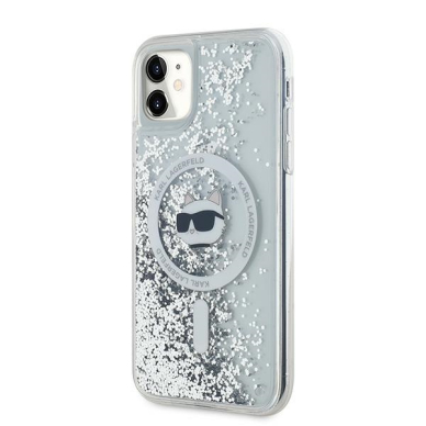 iPhone 11 Transparent Magsafe Liquid Glitter KC Heads KARL LAGERFELD nugarėlė 1