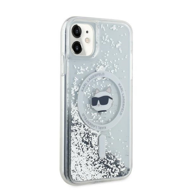 iPhone 11 Transparent Magsafe Liquid Glitter KC Heads KARL LAGERFELD nugarėlė 3