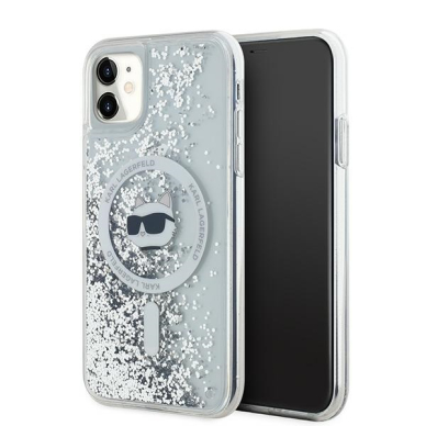 iPhone 11 Transparent Magsafe Liquid Glitter KC Heads KARL LAGERFELD nugarėlė