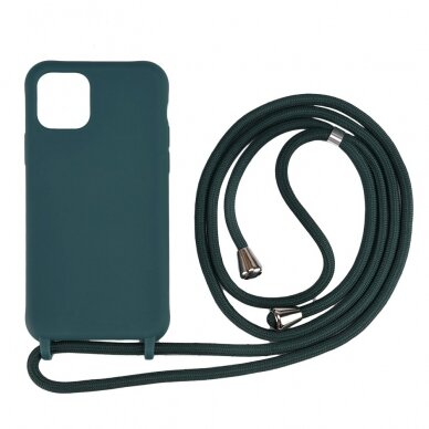 iPhone 11 žalia MULTI STRAP nugarėlė su virvute