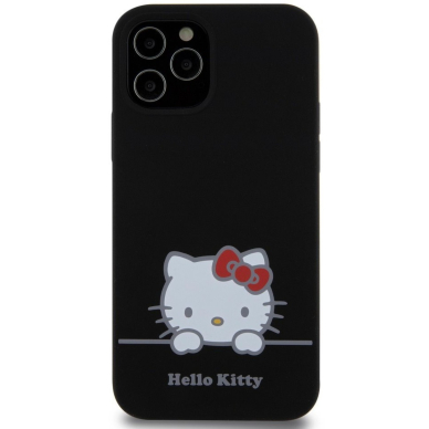iPhone 12 / 12 PRO Black Liquid Silicone Daydreaming Logo HELLO KITTY nugarėlė