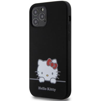 iPhone 12 / 12 PRO Black Liquid Silicone Daydreaming Logo HELLO KITTY nugarėlė 2