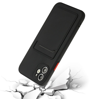 iPhone 12 MINI Tracy juoda nugarėlė SOLID WITH CARD SLOT 2