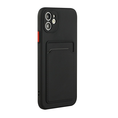 iPhone 12 MINI Tracy juoda nugarėlė SOLID WITH CARD SLOT 3