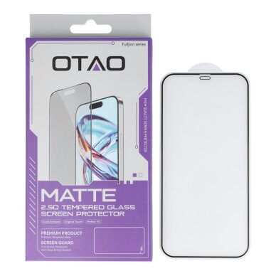 iPhone 12 PRO MAX black pilnas OTAO MATTE apsauginis stiklas 1
