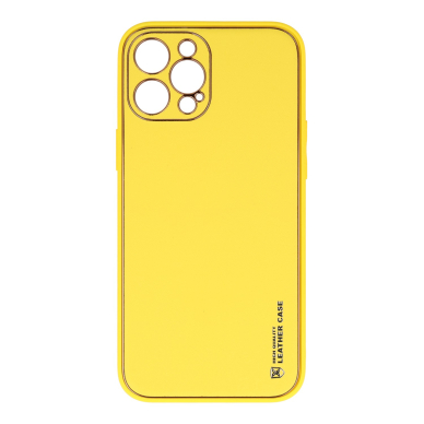 iPhone 12 PRO MAX geltona SULADA LEATHER nugarėlė