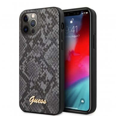 iPhone 12 Pro Max juoda GUESS nugarėlė GUHCP12LPUSNSMLBK