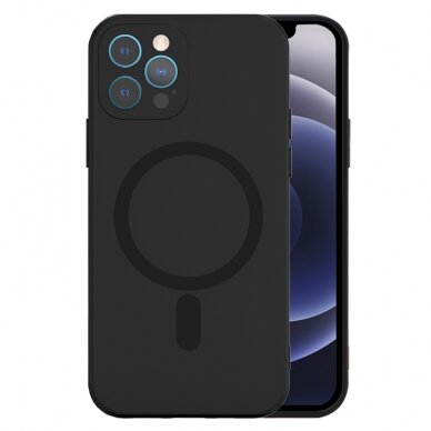 iPhone 12 PRO MAX juoda MagSilicone nugarėlė
