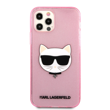 iPhone 12 PRO MAX KARL LAGERFELD rožinė glitter nugarėlė KLHCP12LCHTUGLP 3