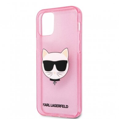 iPhone 12 PRO MAX KARL LAGERFELD rožinė glitter nugarėlė KLHCP12LCHTUGLP 5