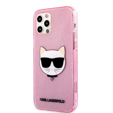 iPhone 12 PRO MAX KARL LAGERFELD rožinė glitter nugarėlė KLHCP12LCHTUGLP 2