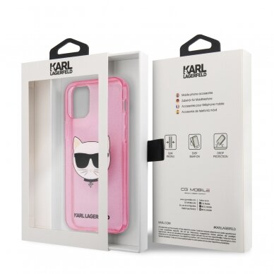 iPhone 12 PRO MAX KARL LAGERFELD rožinė glitter nugarėlė KLHCP12LCHTUGLP 7