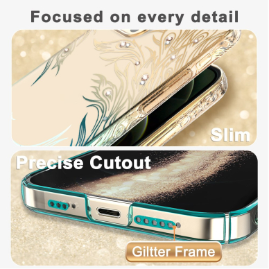 iPhone 12 PRO MAX KINGXBAR Crystal žalia nugarėlė PHOENIX 5