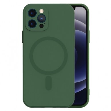 iPhone 12 PRO MAX tamsiai žalia MagSilicone nugarėlė