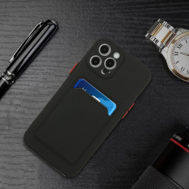 iPhone 12 PRO MAX Tracy juoda nugarėlė SOLID WITH CARD SLOT 5