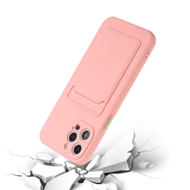 iPhone 12 PRO MAX Tracy rožinė nugarėlė SOLID WITH CARD SLOT 2