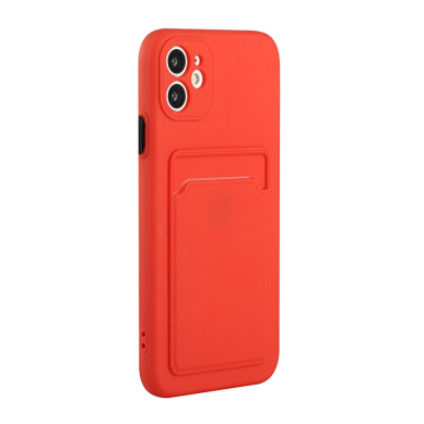 iPhone 12 Tracy raudona nugarėlė SOLID WITH CARD SLOT 3