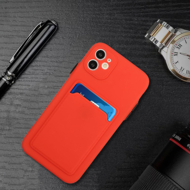 iPhone 12 Tracy raudona nugarėlė SOLID WITH CARD SLOT 5