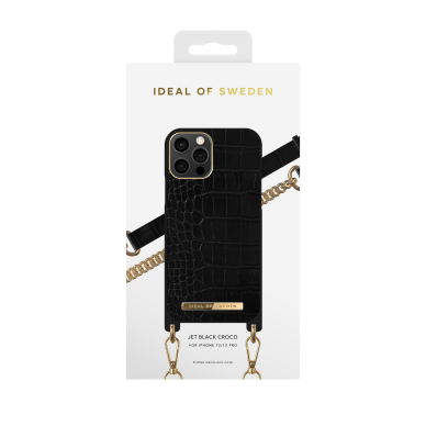 iPhone 12/12 PRO iDeal Of Sweden nugarėlė su grandinėle Jet Black Croco 1