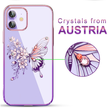 iPhone 12/12 PRO KINGXBAR Crystal violetinė nugarėlė BUTTERFLY 1
