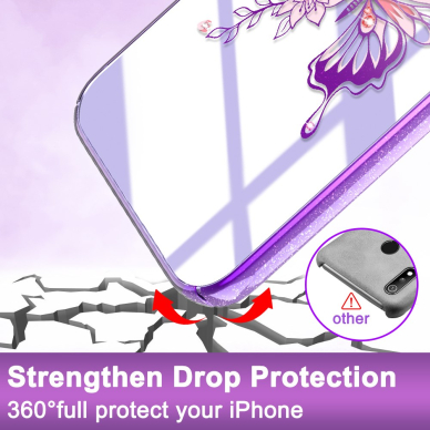 iPhone 12/12 PRO KINGXBAR Crystal violetinė nugarėlė BUTTERFLY 2