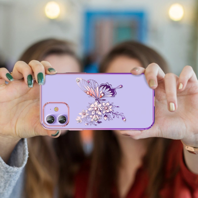 iPhone 12/12 PRO KINGXBAR Crystal violetinė nugarėlė BUTTERFLY 5