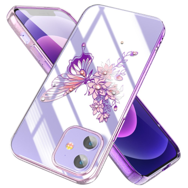 iPhone 12/12 PRO KINGXBAR Crystal violetinė nugarėlė BUTTERFLY 7