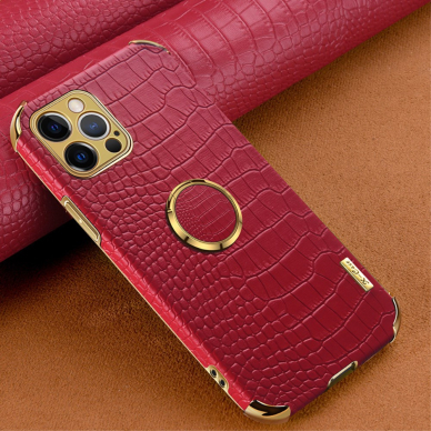 iPhone 12/12 PRO raudona SULADA CROCO nugarėlė 1