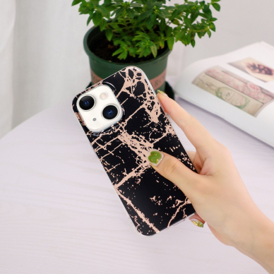 iPhone 13 MINI Tracy nugarėlė Black&Gold Marble 2