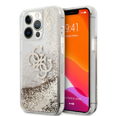 iPhone 13 PRO aukso spalvos GUESS nugarėlė GUHCP13LLG4GGO