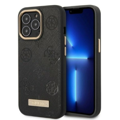iPhone 13 PRO black Magsafe Peony Logo Plate GUESS nugarėlė