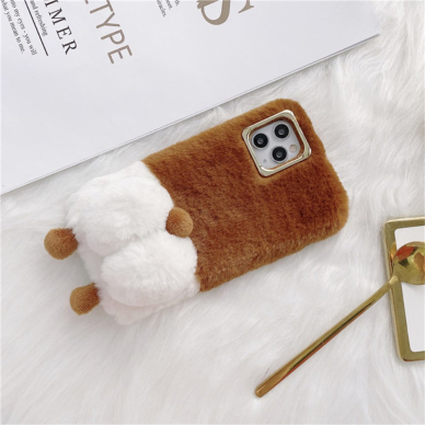 iPhone 13 PRO brown nugarėlė Fluffy Plush 2