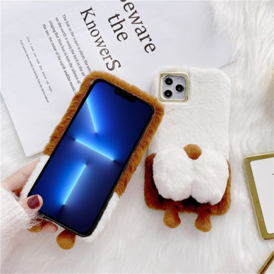 iPhone 13 PRO brown nugarėlė Fluffy Plush 3