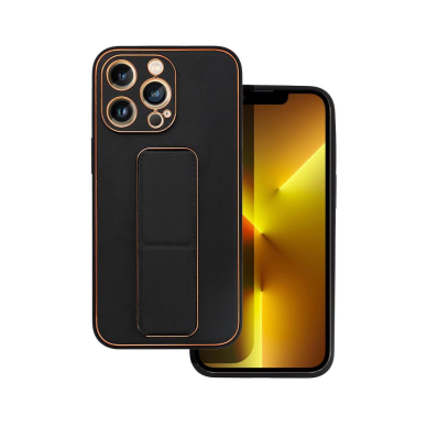 iPhone 13 PRO juoda SULADA LEATHER STAND nugarėlė 1