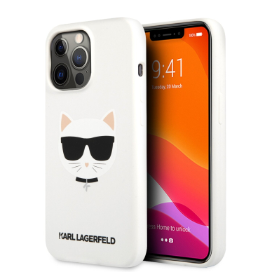 iPhone 13 PRO MAX balta KARL LAGERFELD nugarėlė KLHCP13XSLCHWH