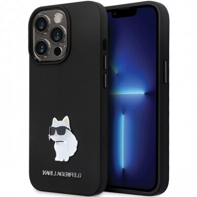 iPhone 13 PRO MAX black Silicone C Metal Pin KARL LAGERFELD nugarėlė 1