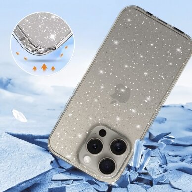 iPhone 13 PRO MAX clear Crystal Glitter nugarėlė 2