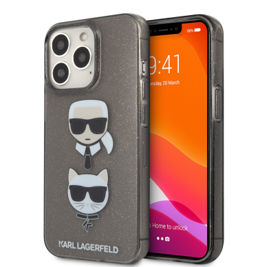 iPhone 13 PRO MAX juoda glitter KARL LAGERFELD nugarėlė KLHCP13XKCTUGLK