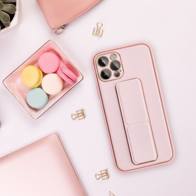 iPhone 13 PRO MAX rožinė SULADA LEATHER STAND nugarėlė 6