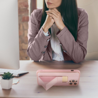 iPhone 13 PRO MAX rožinė SULADA LEATHER STAND nugarėlė 7