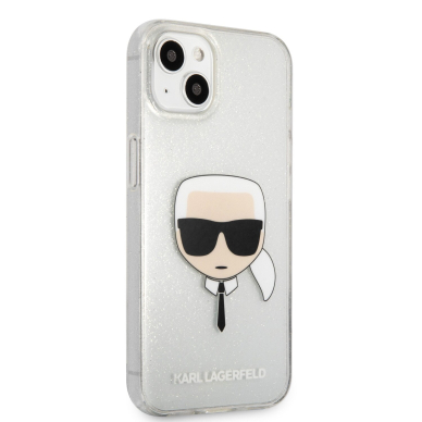 iPhone 13 sidabro spalvos glitter KARL LAGERFELD nugarėlė KLHCP13MKHTUGLS 4
