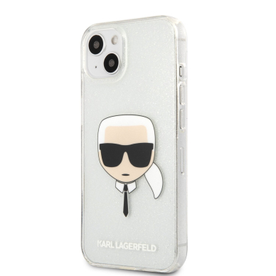 iPhone 13 sidabro spalvos glitter KARL LAGERFELD nugarėlė KLHCP13MKHTUGLS 3