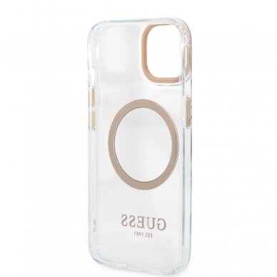 iPhone 13 skaidri + aukso spalvos Magsafe GUESS nugarėlė GUHMP13MHTRMD 6