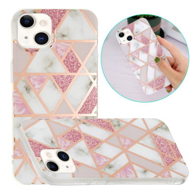 iPhone 13 tracy nugarėlė Geometric marble white/pink 3