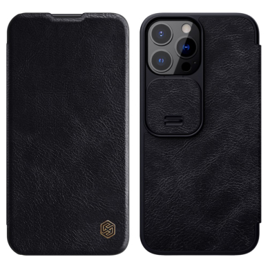 iPhone 13 PRO juodas odinis QIN dėklas